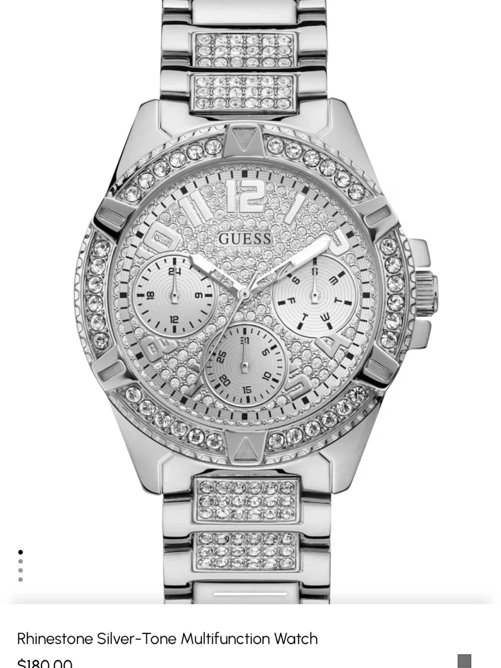 GUESS Silver Crystal Pavé Women's Bracelet Watch